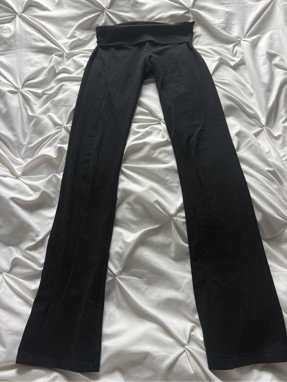 Brandy Melville Black Flare Leggings Fold-Over Waist Yoga Pants
